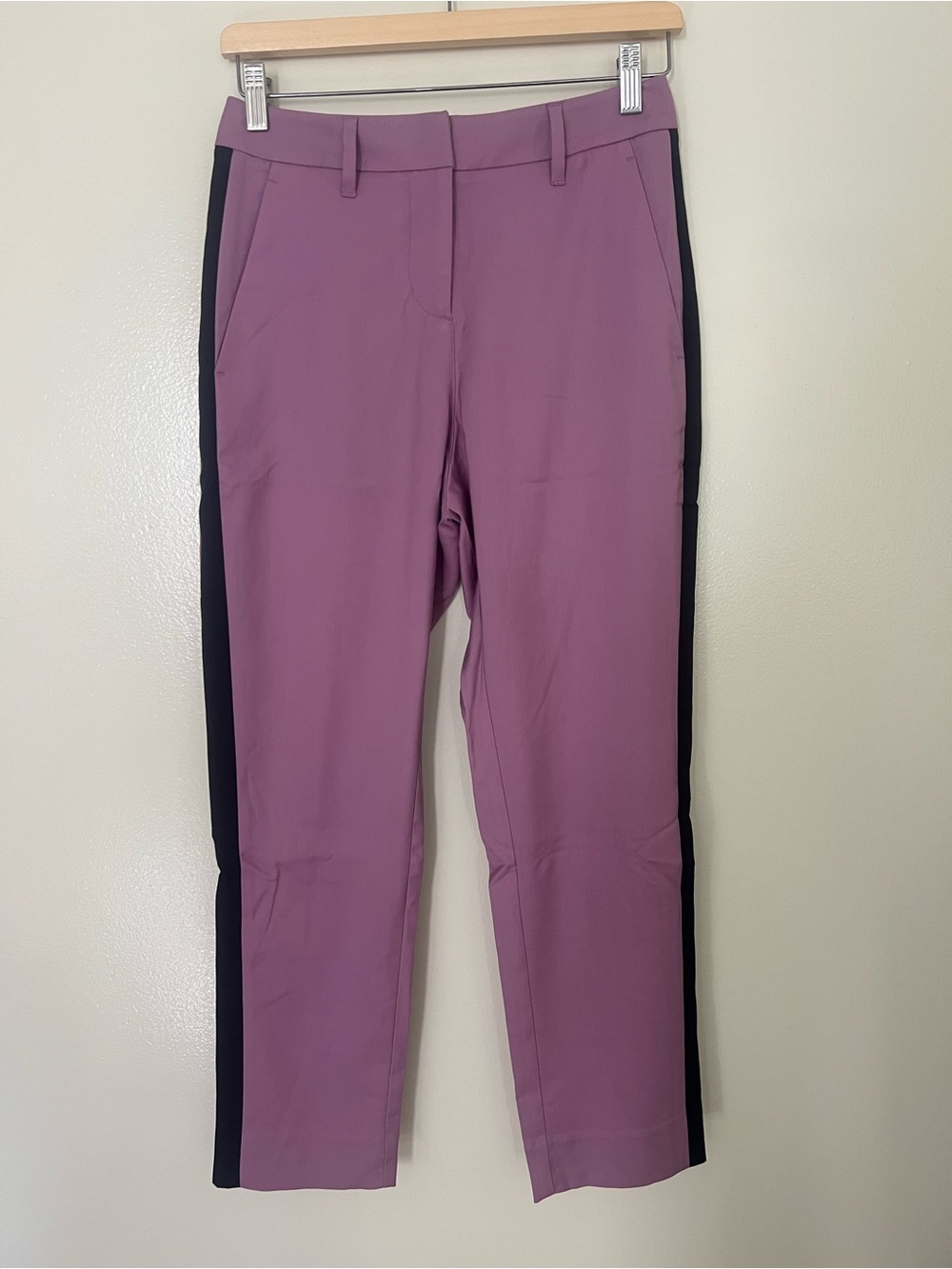Wildfang Empower Colorblock Slim Crop Pants Mauve with Black Side Stripe Size 2